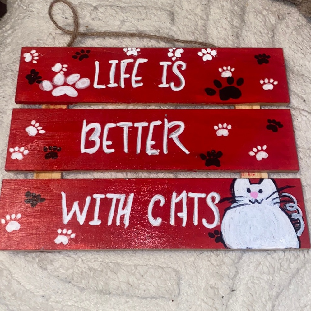Cat 🐱 Lover’s Sign Hand Painted Fun Decor